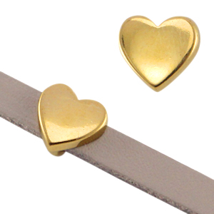 DQ European metal slider heart &Oslash;5.2x2.2mm Gold (nickel free)