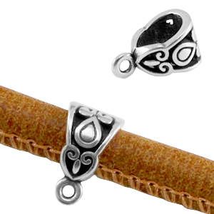 DQ European metal deco ring with loop Antique Silver (nickel free)