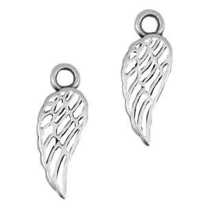 DQ European metal charms angel wing Antique Silver (nickel free)