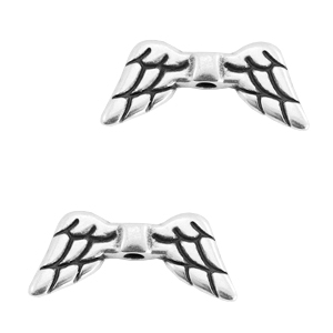DQ European metal beads angel wings Antique Silver (nickel free)