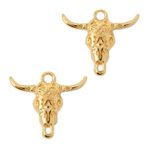 DQ European metal charms connector buffalo head charms Gold (nickel free)