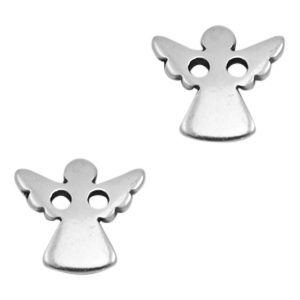 DQ European metal charms connector angel Antique Silver (Nickel Free)
