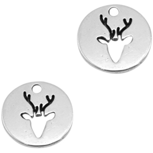 DQ European metal charms reindeer Antique Silver (Nickel Free)
