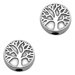 DQ European metal beads disc tree Antique Silver (nickel free)