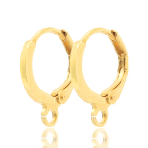 DQ European metal findings closable earrings with loop Gold (nickel free)