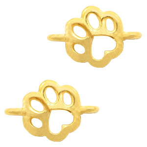 DQ European metal charms connector dog paw Gold (nickel free)