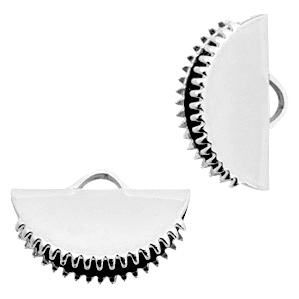 DQ European metal findings ribbon ends 15mm Antique Silver (nickel free)