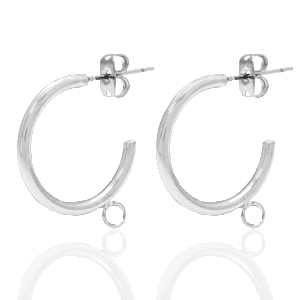 DQ European metal findings creole earrings 20mm with loop Antique Silver (nickel free)