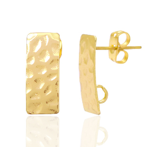 DQ European metal findings earpin rectangle with loop Gold (nickel free)