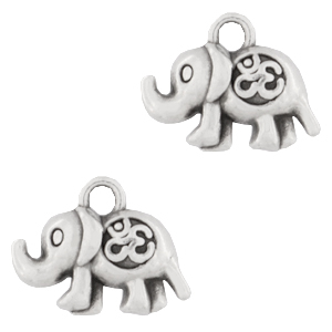 DQ European metal charms elephant & Ohm Antique Silver (nickel free)