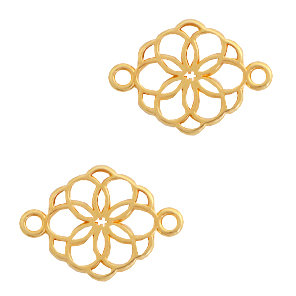 DQ European metal charms connector flower Gold (nickel free)