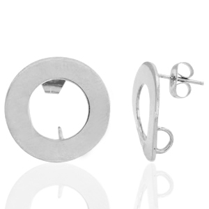 Stainless steel earrings / earpin 18mm with loop Silver
