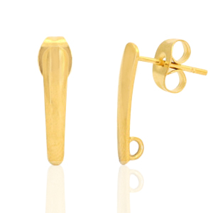 Stainless steel earrings / earpin oblong with loop Gold