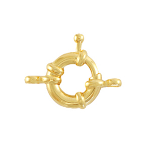 DQ European metal findings bolt ring clasp 11mm with loops Gold (nickel free)