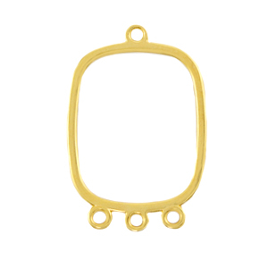 DQ European metal charms connector with 3 loops Gold (nickel free)
