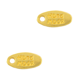 DQ European metal charms tag "handmade" Gold (nickel free)