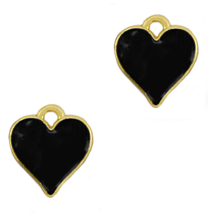DQ European metal charms heart Gold-Black (nickel free)