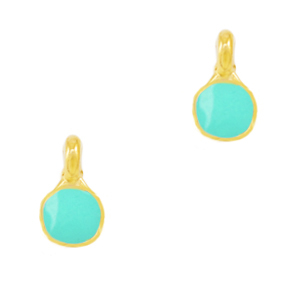 DQ European metal charms Turquoise Green-Gold (nickel free)