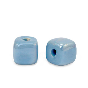 DQ greek ceramic beads cube 7mm Brisk Blue