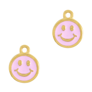 DQ European metal charms smiley Gold-Light Pink (nickel free)