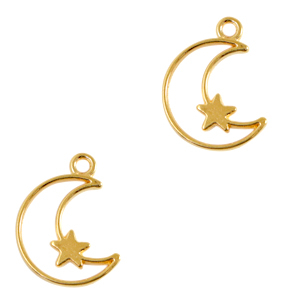 DQ European metal charms moon and star Gold (nickel free)
