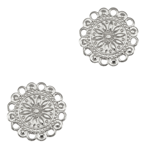 DQ European metal charms connector flower Antique Silver (nickel free)
