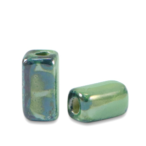 DQ greek ceramic beads tube Nile Green-Black