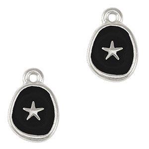 DQ European metal charms starfish Antique Silver-Black (nickel free)