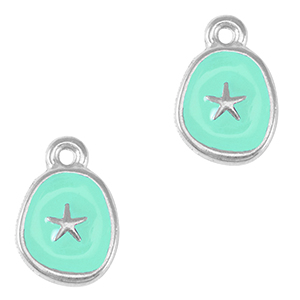 DQ European metal charms starfish Antique Silver-Veraman Blue (nickel free)