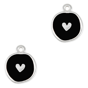 DQ European metal charms heart Antique Silver-Black (nickel free)