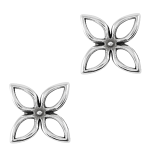 DQ European metal charms charm / connector flower Antique Silver (nickel free)