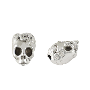 DQ European metal beads skull Antique Silver (nickel free)