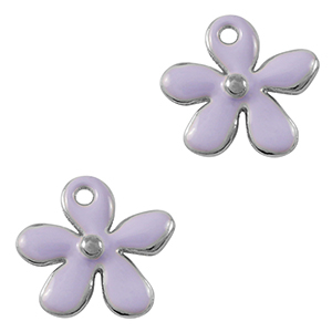 DQ European metal charms flower Antique Silver-Purple (nickel free)