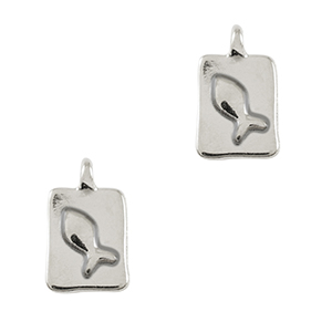 DQ European metal charms fish Antique Silver (nickel free)