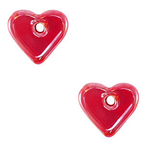 DQ greek ceramic beads Heart Bonfire Red
