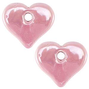 DQ greek ceramic beads Heart Pink