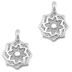 DQ European metal charms Flower Antique Silver (nickel free)