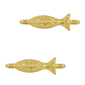 DQ European metal charms Connector Fish Gold (nickel free)