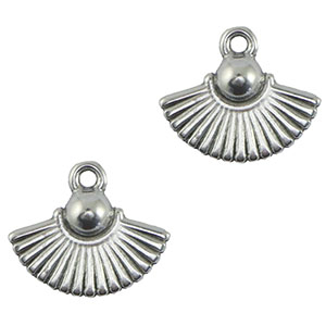 DQ European metal charms Fan Antique Silver (nickel free)