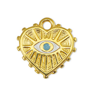 DQ European metal charms evil eye heart White-Light Blue-Gold (nickel free)