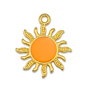 DQ European metal charms sun Orange-Gold (nickel free)