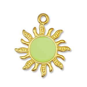 DQ European metal charms sun Lime Yellow-Gold (nickel free)