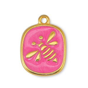 DQ European metal charms bee Pearl Fuchsia-Gold (nickel free)