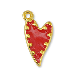 DQ European metal charms heart Pearl Red-Gold (nickel free)