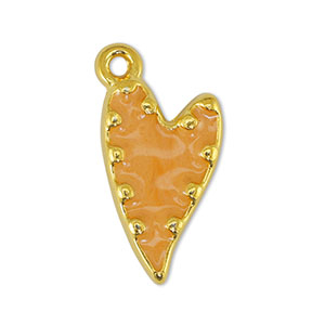 DQ European metal charms heart Pearl Light Orange-Gold (nickel free)