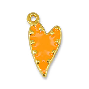 DQ European metal charms heart Orange-Gold (nickel free)