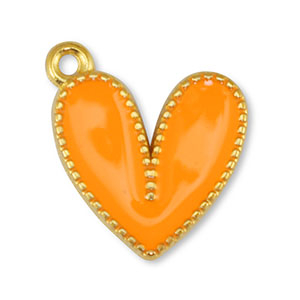 DQ European metal charms heart Orange-Gold (nickel free)