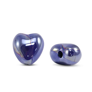 DQ greek ceramic beads Heart Dark Blue