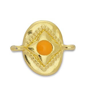 DQ European metal charms connector oval Gold-Orange (nickel free)