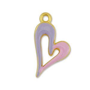 DQ European metal charms heart Gold-Lilac Purple-Light Pink (nickel free)